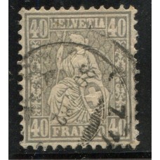 SUIZA 1881 Yv. 55 RARISIMA ESTAMPILLA CON CERTIFICADO DE AUTENTICIDAD CON INFIMO REFUERZO EN EL DIENTE DE LA ESQINA 2500 EUROS EN MICHEL Nº 42 MARCA 3200 EUROS Y EN EL CATALOGO SUIZO ZUMSTEIN ES EL Nº 50 Y MARCA 5.000 SFr. IGUAL A 5.500 DOLARES